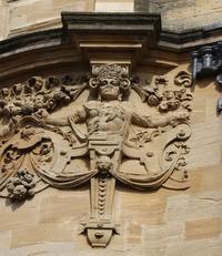 Detail from the wall of the Indian Institute, depicting a Hindu god Detail from the wall of the Indian Institute, depicting a Hindu god